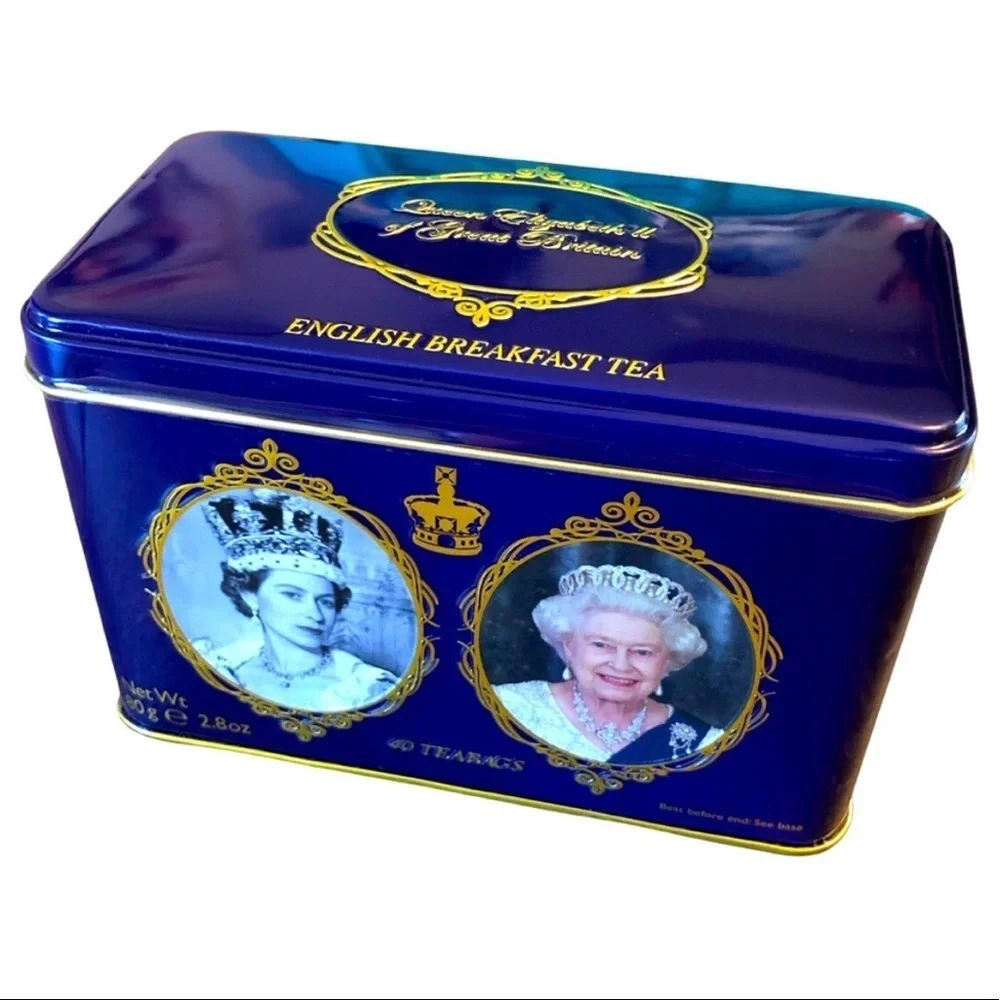 🇬🇧 QUEEN ELIZABETH II ENGLISH BREAKFAST TEA Sealed Tin w/ 40 English teabags ✨